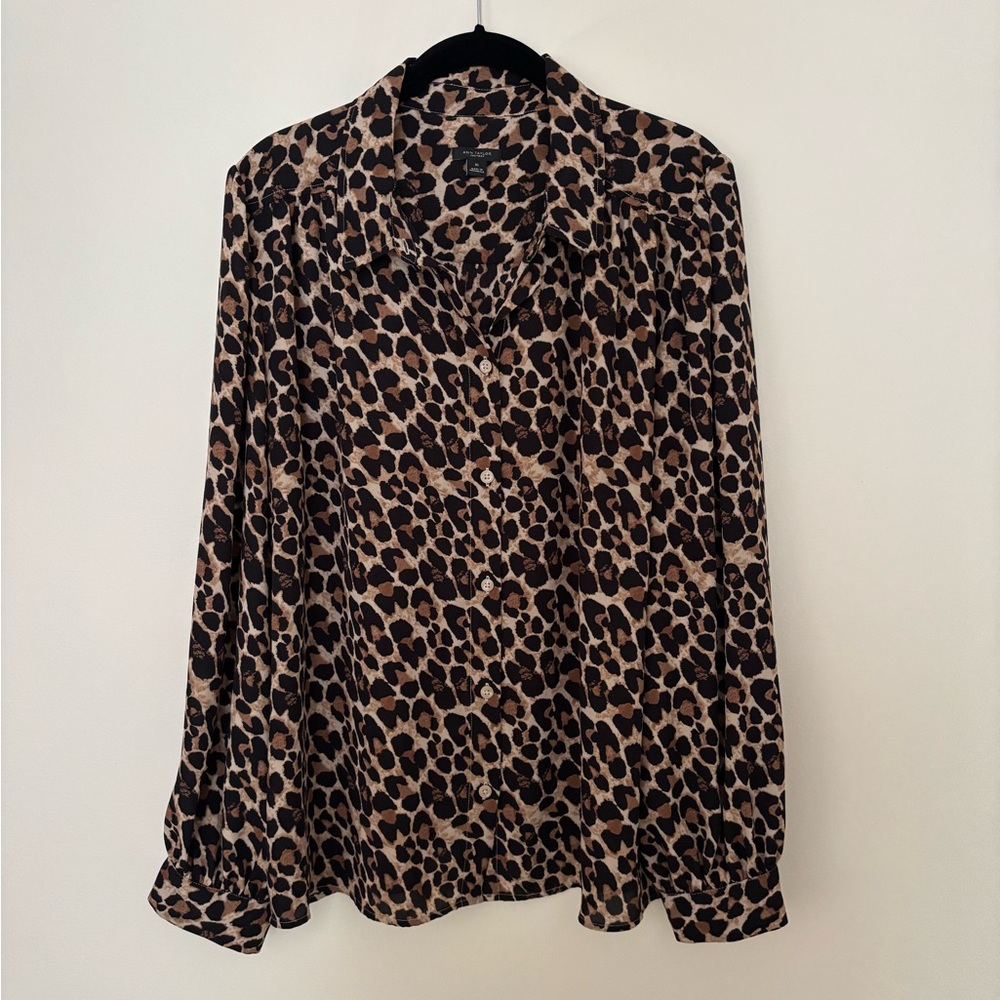 Ann Taylor Factory Leopard Print Button-Down Blouse - Brown & Black